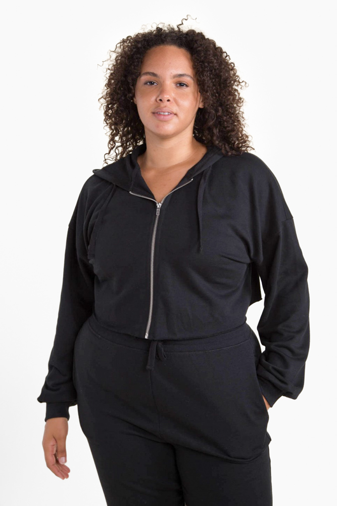 CURVY Crop Hoodie Zip-Up French Terry Jacket (9755X)