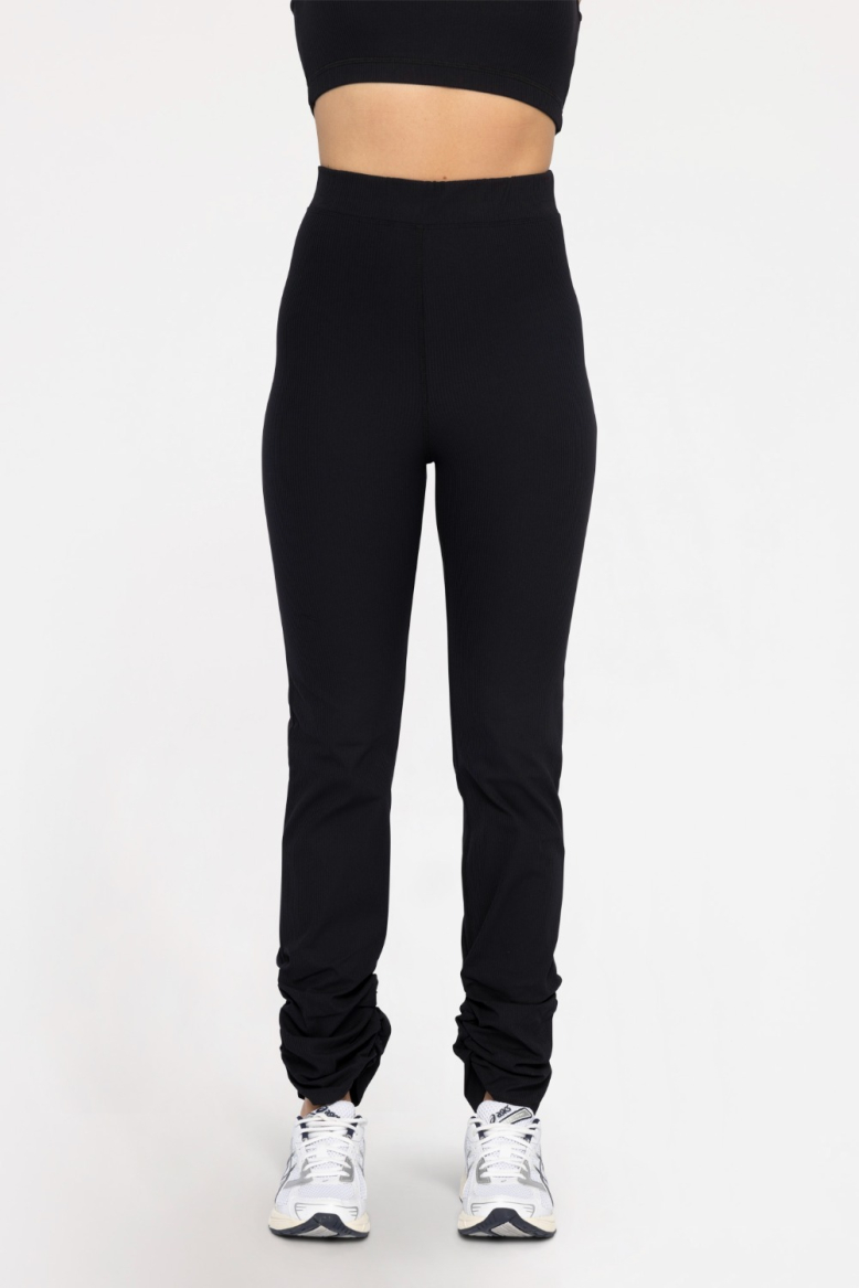 Ribbed Straight Leg Ruched Leggings( APHZ3252)