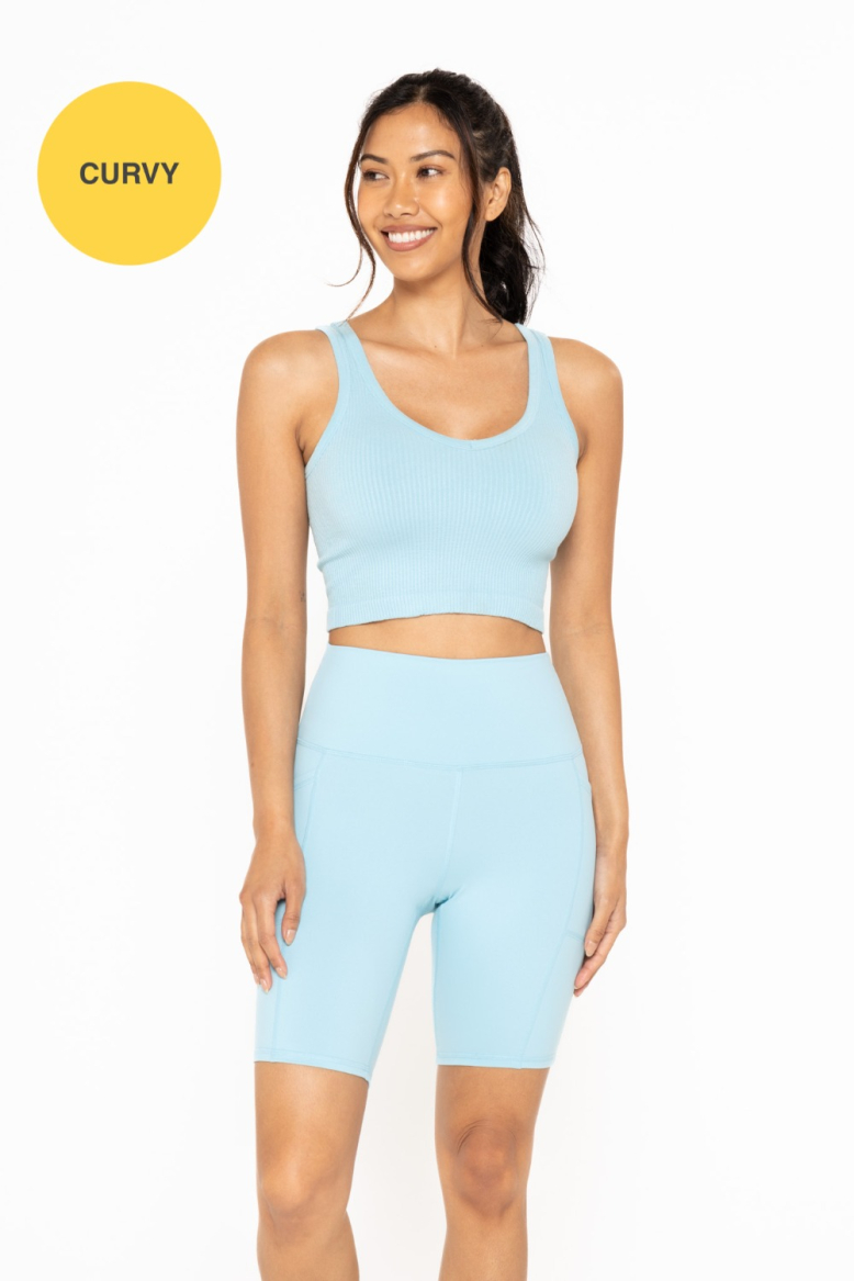CURVY Ribbed Seamless Cropped Tank Top (AT-A08158NP)
