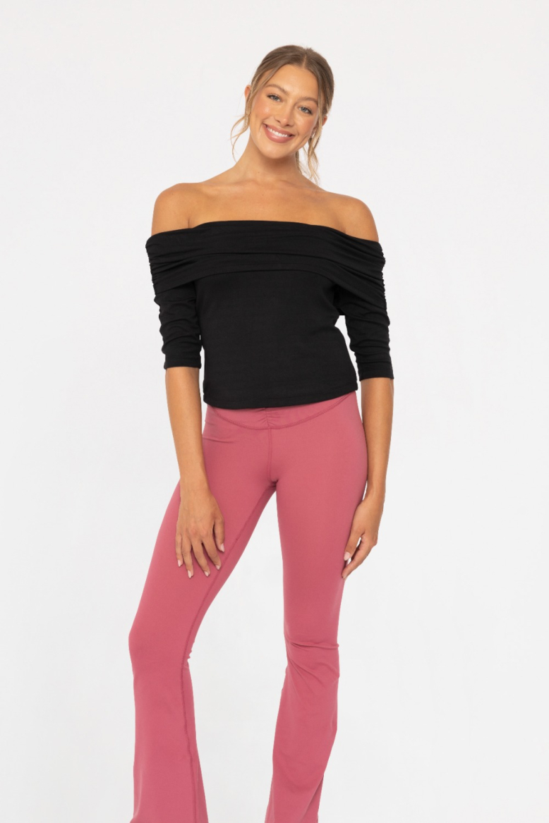 Off the Shoulder Ruched Top (AT7393)