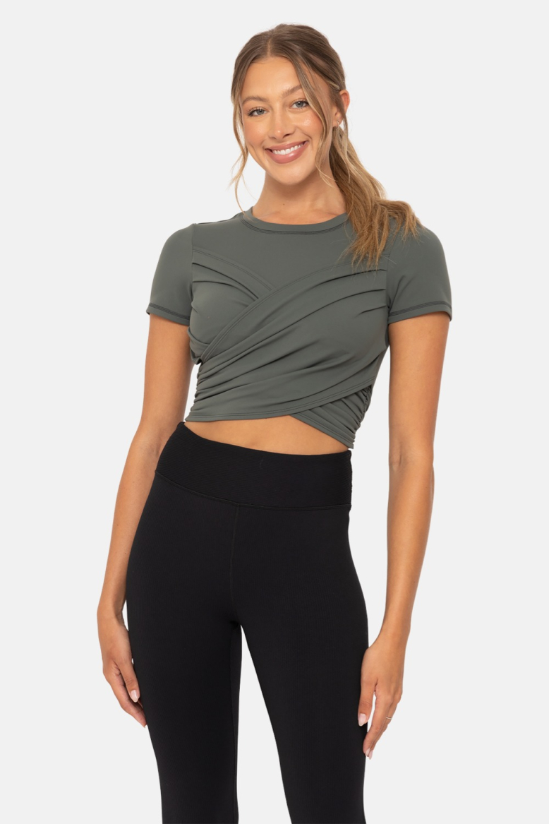 Active Ruched Top with Bow Detail (AT7439)