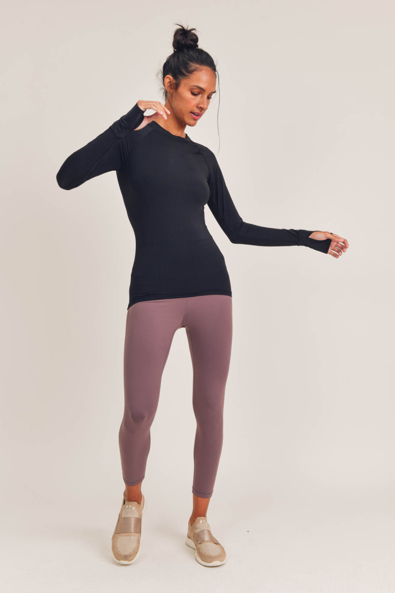 Tapered Band Solid Leggings with Back Pockets(BP606)