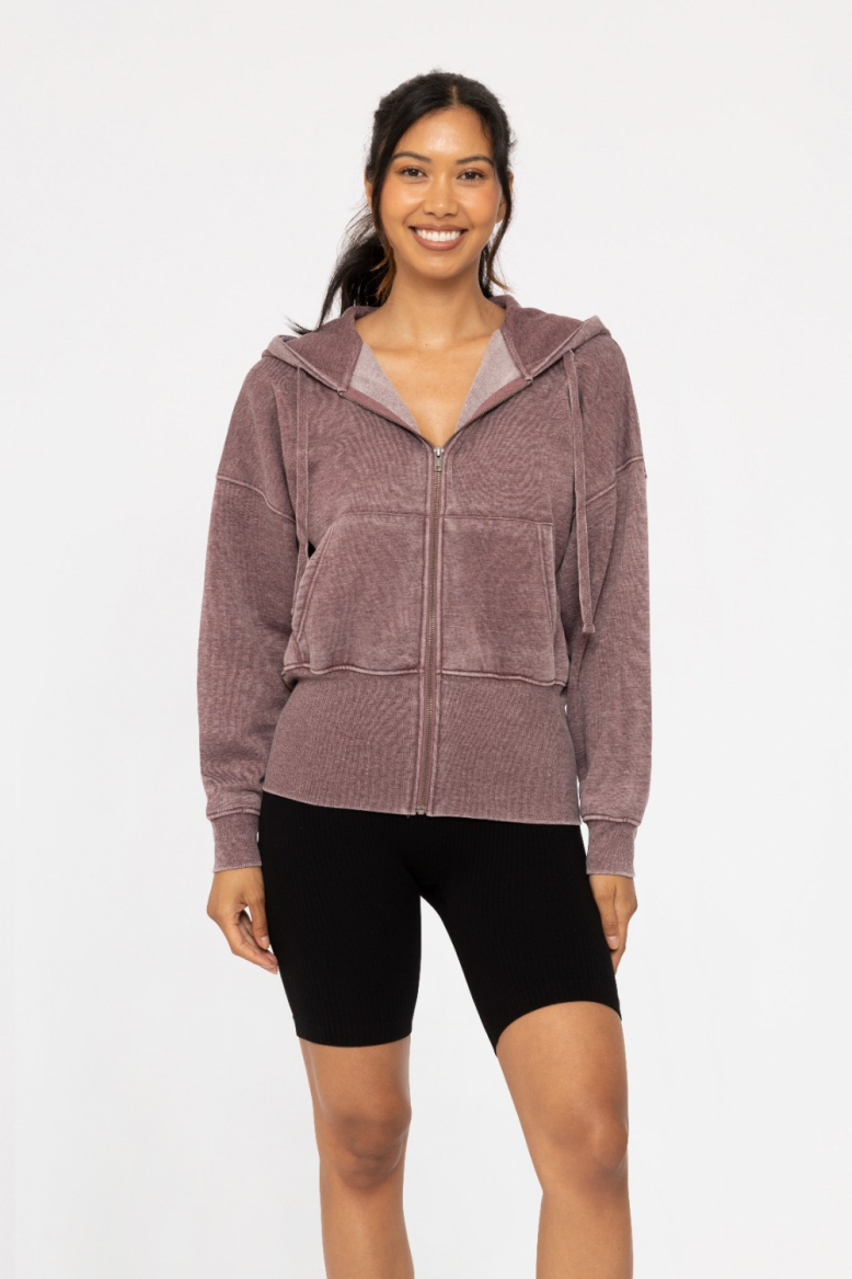 Fleece Hoodie Jacket with Tapered Sleeves (KJ11571)