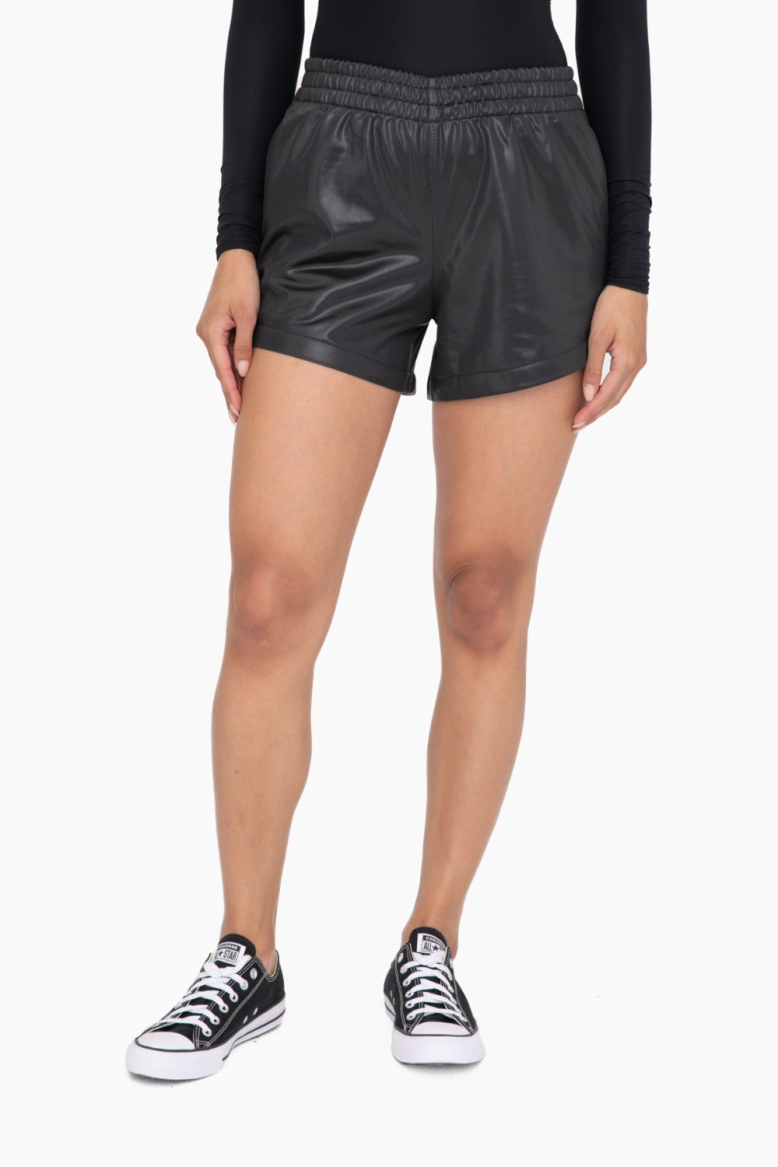 Glossy Leather Look High Waist Shorts (KPR11954)