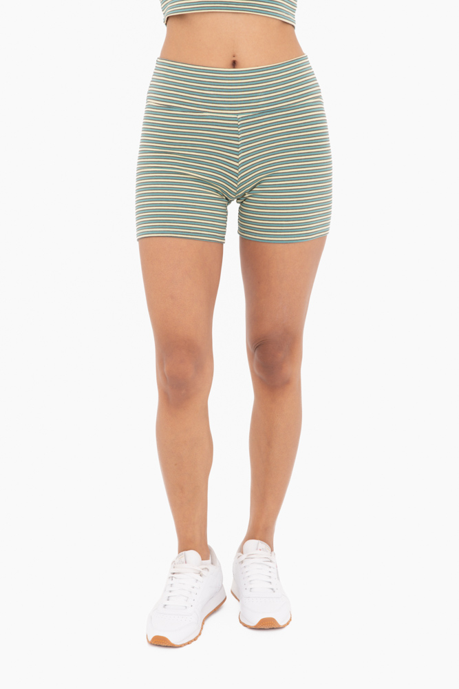 Cotton Blend Striped Biker Shorts (KPR12280)