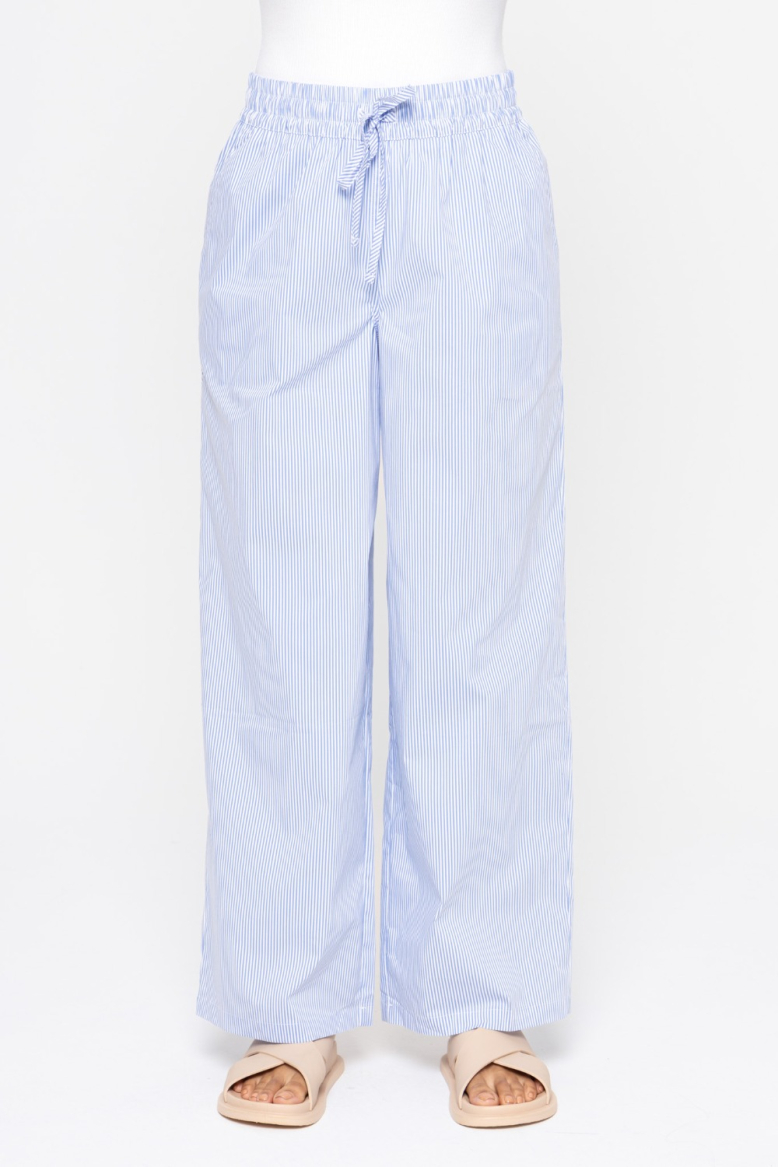 Striped Cotton Blend Wide Leg Pants  (KPZ12386)