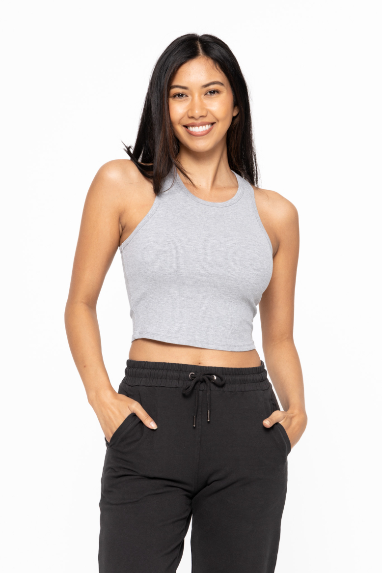 Essential Micro-Ribbed Racer Athleisure Tank Top (KT11624G)