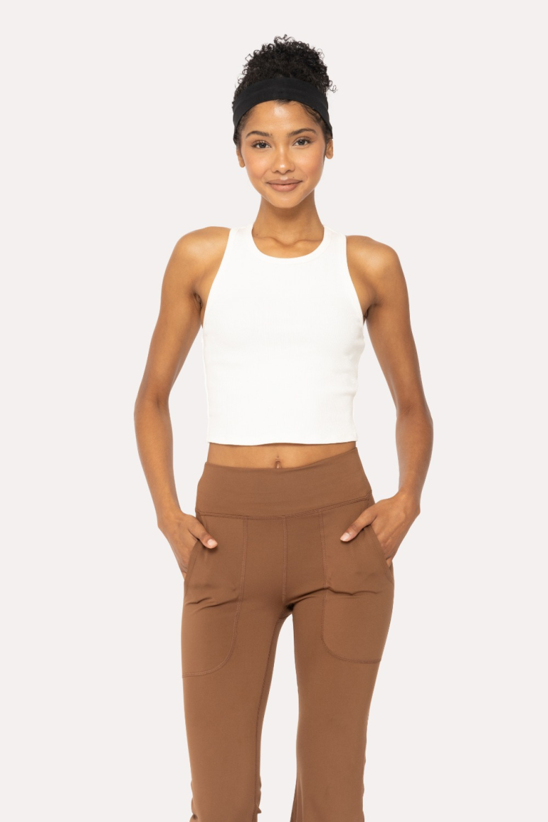 Essential Micro-Ribbed Racer Athleisure Tank Top (KT11624G)