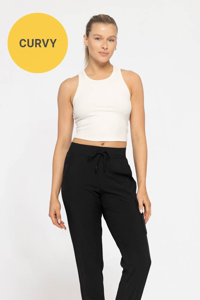 CURVY Essential Micro-Ribbed Racer Athleisure Tank Top (KT11624GP)