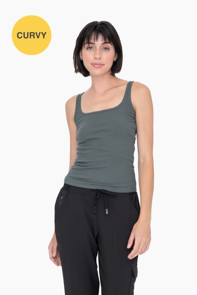 CURVY Square Neck Ribbed Tank Top (KT12031P)