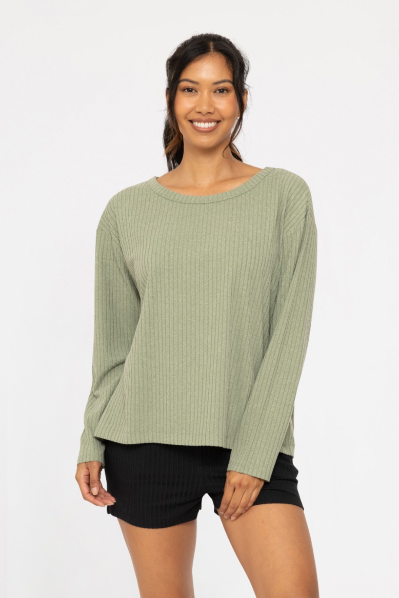 Soft Ribbed Scoop Neck Top (KT5020)