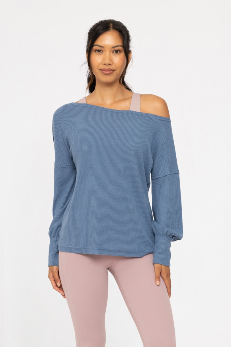 Ballet Chic Ribbed Off-Shoulder Top (KT5099)