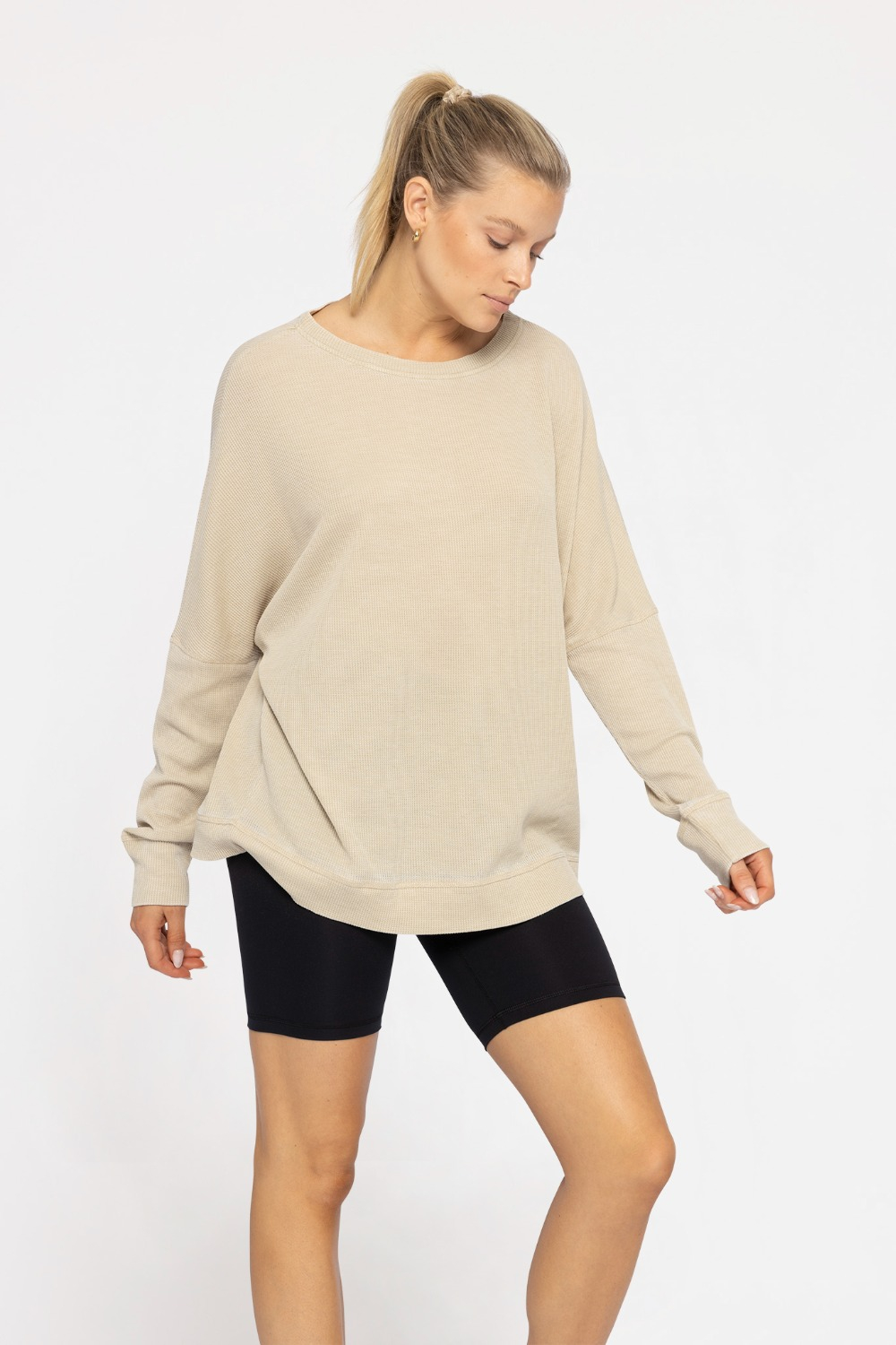 Waffle Ribbed Roundneck Pullover(KT11265)