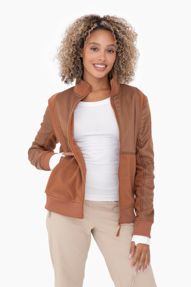 Textured Fleece Hybrid Zip Up Jacket (AJ7228)