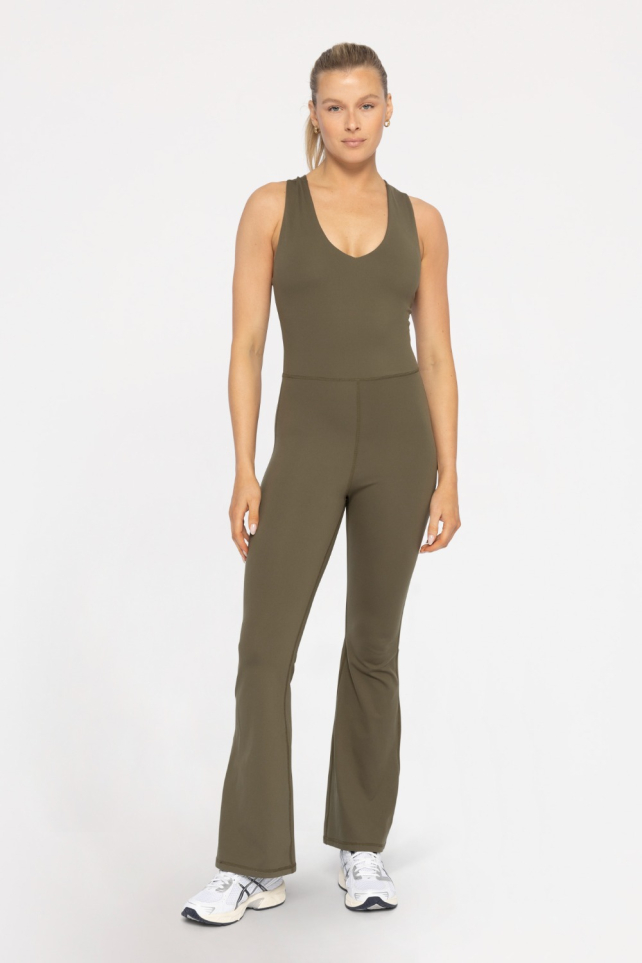 GREEN - Cross Knot Back Flared Jumpsuit (AP6422)