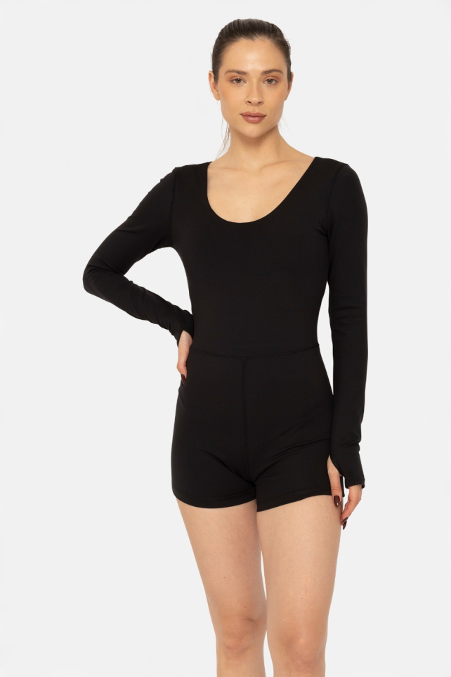 GREEN - Long Sleeve Active Romper (AP7639B)