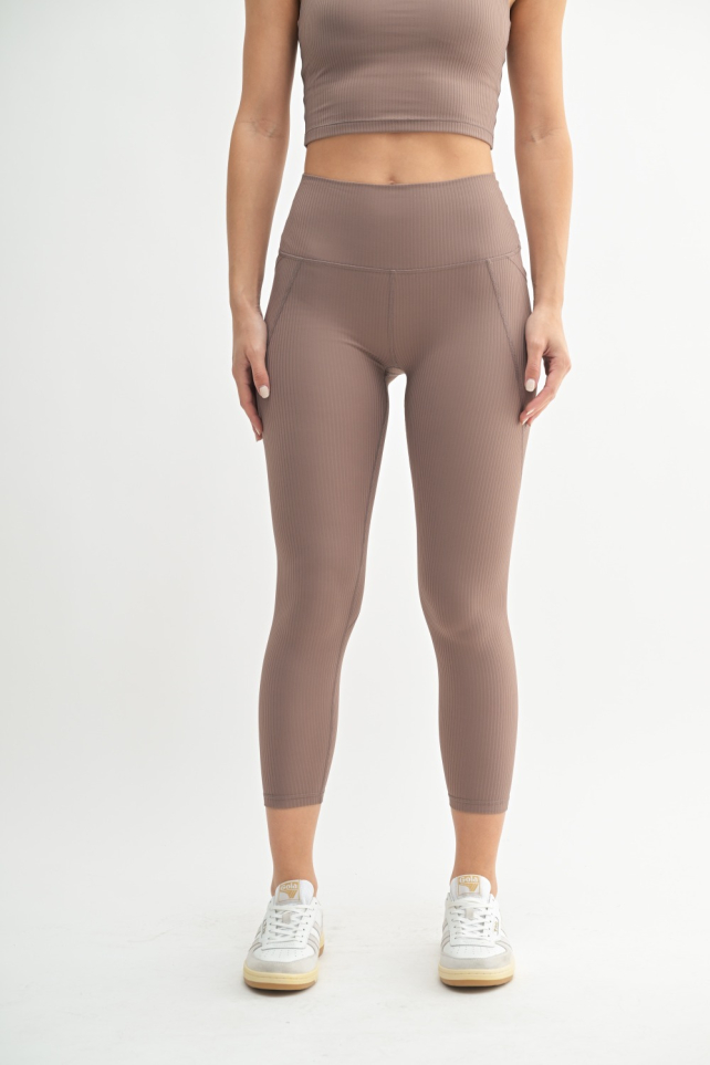 Soft Ribbed 7/8 High Waisted Leggings (APH7601)