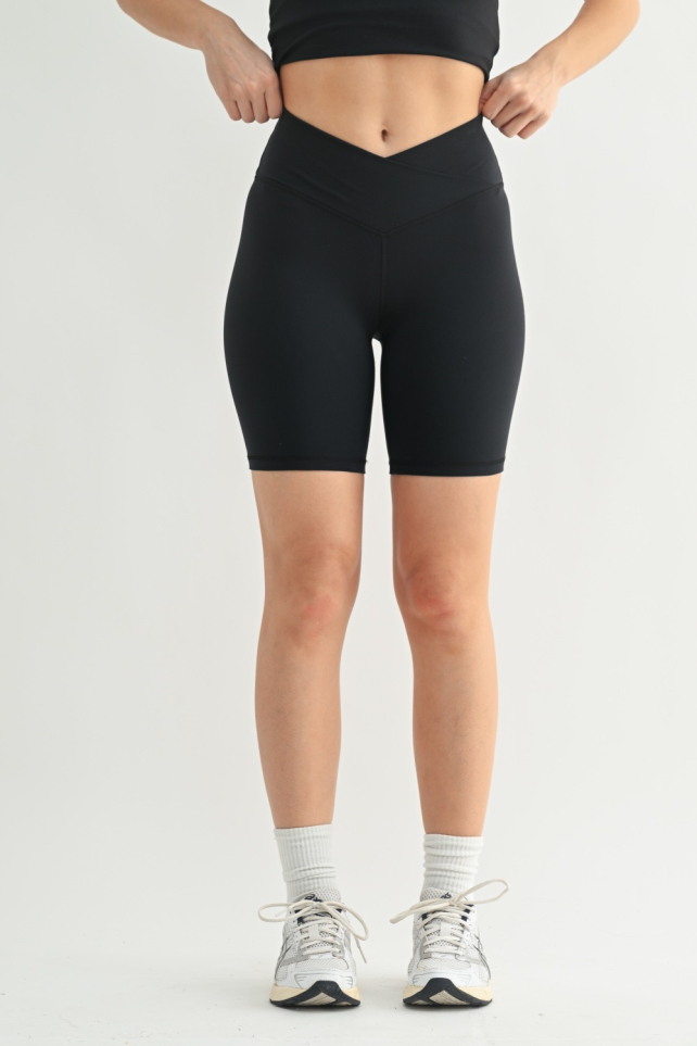 Venice Crossover Waist Biker Shorts (BP621)