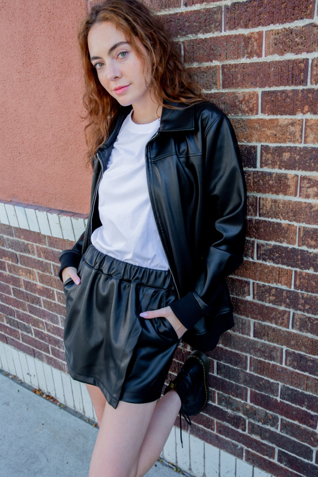 Vegan Leather Biker Jacket (KJR12152)