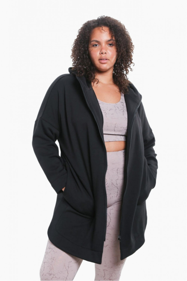 CURVY Longline Zip-Up Jacket with Hood (KJ-A0921P)