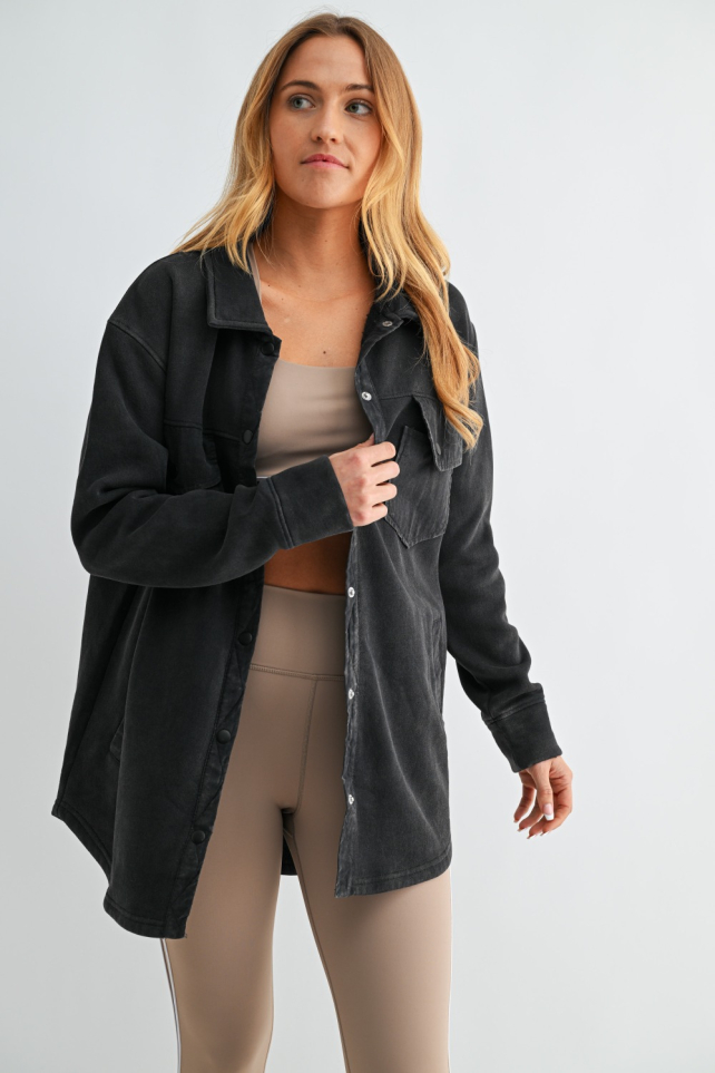 Snap-On Shacket with Pockets(KJ-B0762)