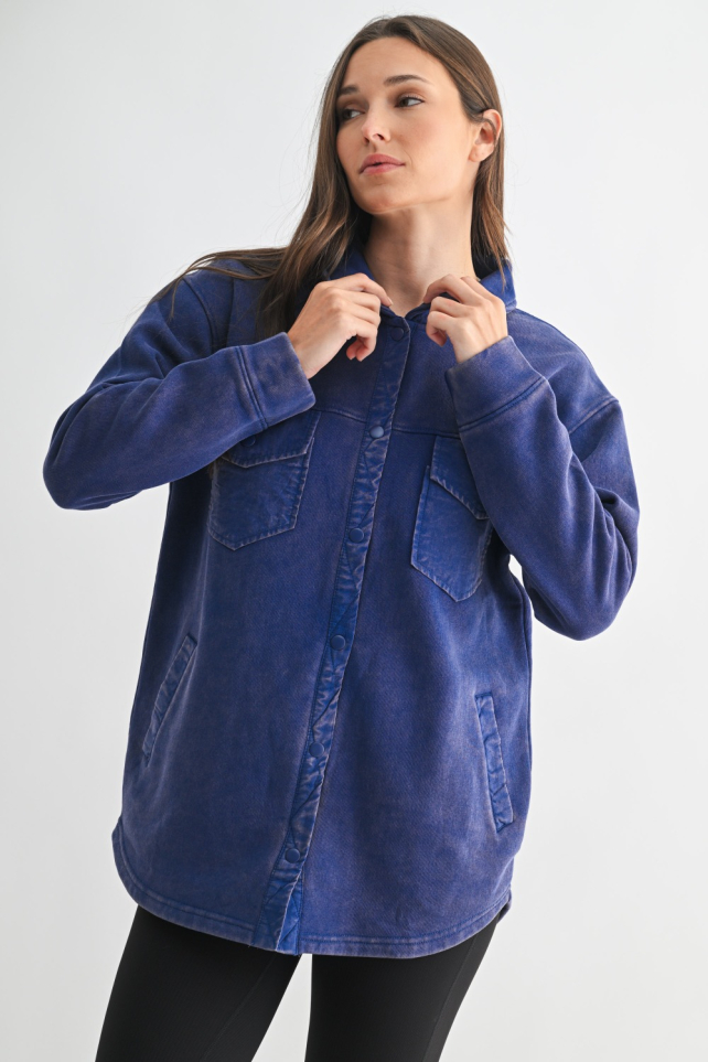 Snap-On Shacket with Pockets(KJ-B0762)