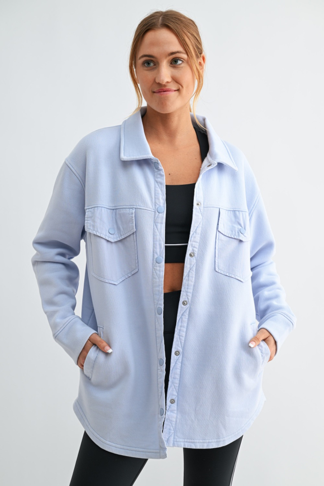 Snap-On Shacket with Pockets(KJ-B0762)