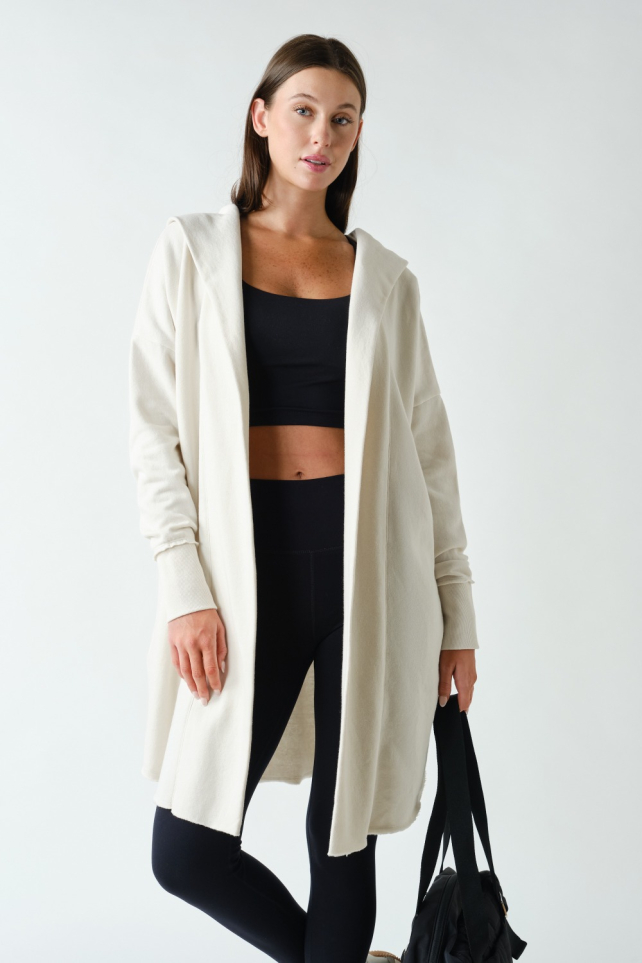 Open Front Longline Hoodie Cardigan(KJ10624)