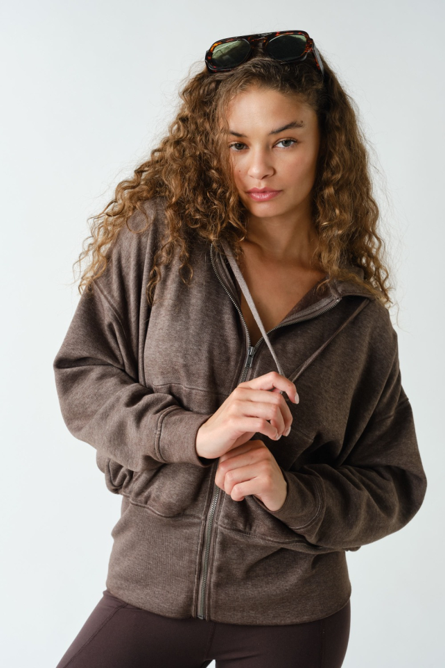 Fleece Hoodie Jacket with Tapered Sleeves(KJ11571)