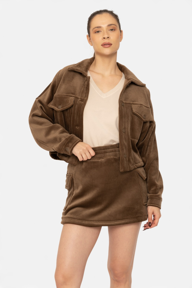 Brushed Corduroy Cropped Jacket (KJ12083)