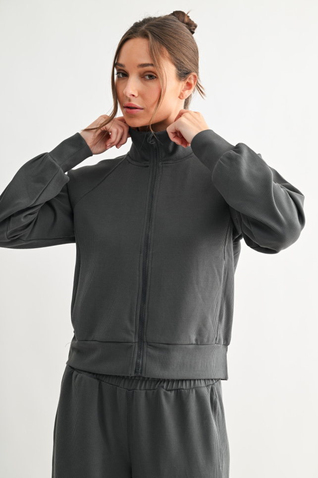 Luxe Sand Wash Rib Zip Jacket(KJ5417)