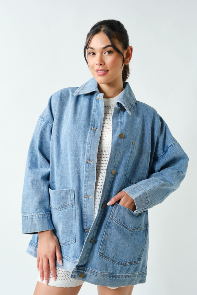 Boxy-Cut Denim Jacket(KJ5507)