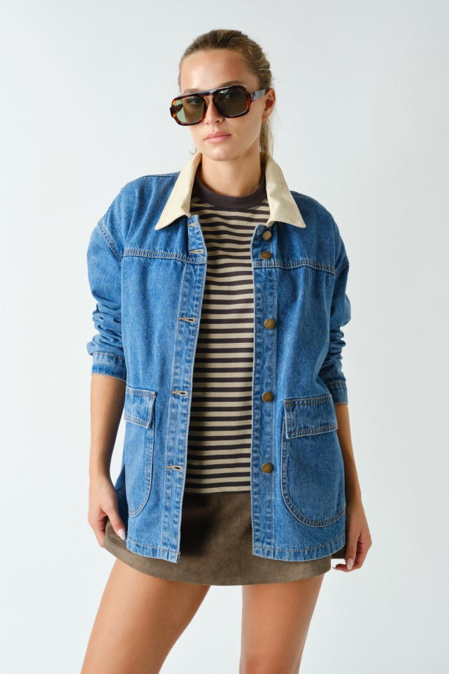 Beverly Contrast Collar Denim Jacket (KJ5962)