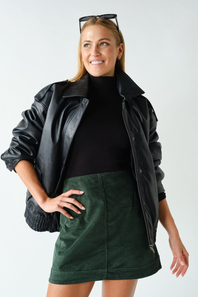 Vegan Leather Flight Jacket (KJ5971)