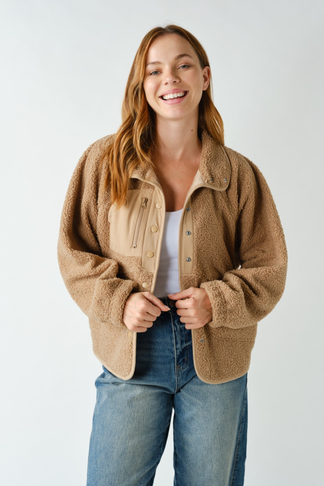 Sherpa Fleece Snap-Front Jacket (KJ5972)