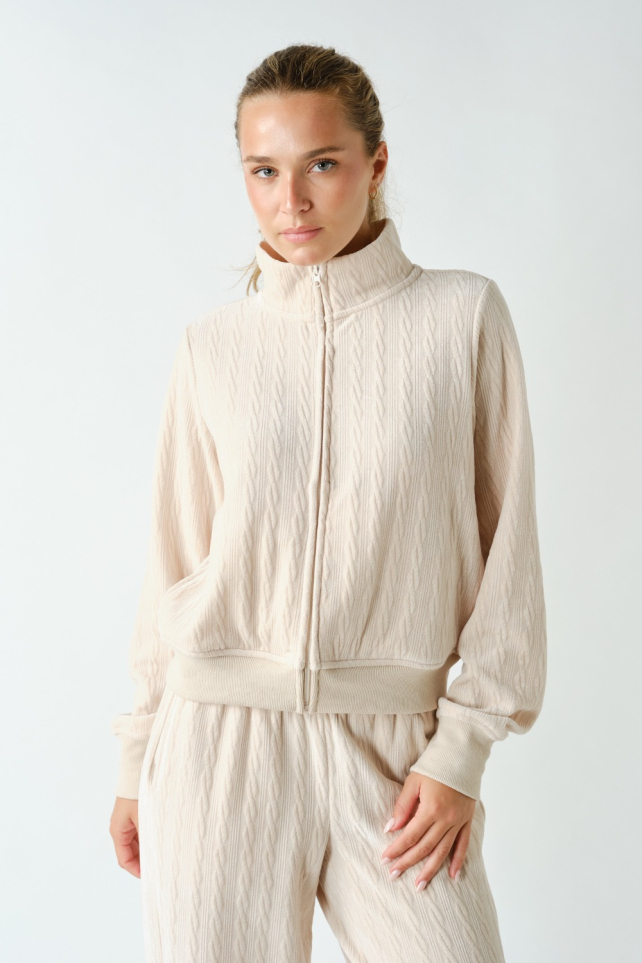 Groove-Track Textured Zip-Up Jacket(KJ5977)