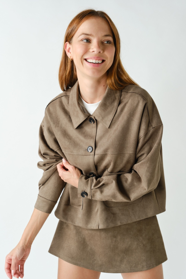 Haven Button-Front Faux-Suede Jacket (KJ6062)