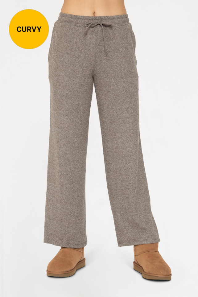 CURVY Brushed Wide Leg Lounge Pants (KP-B0571P)