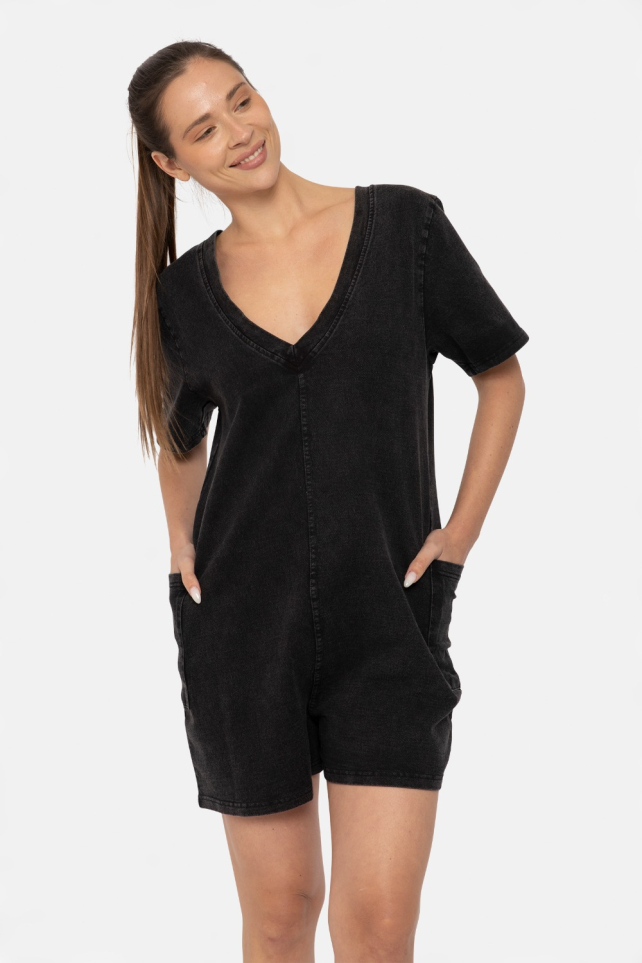 Mineral Wash Vintage Breeze V-Neck Shortsie(KP5124)