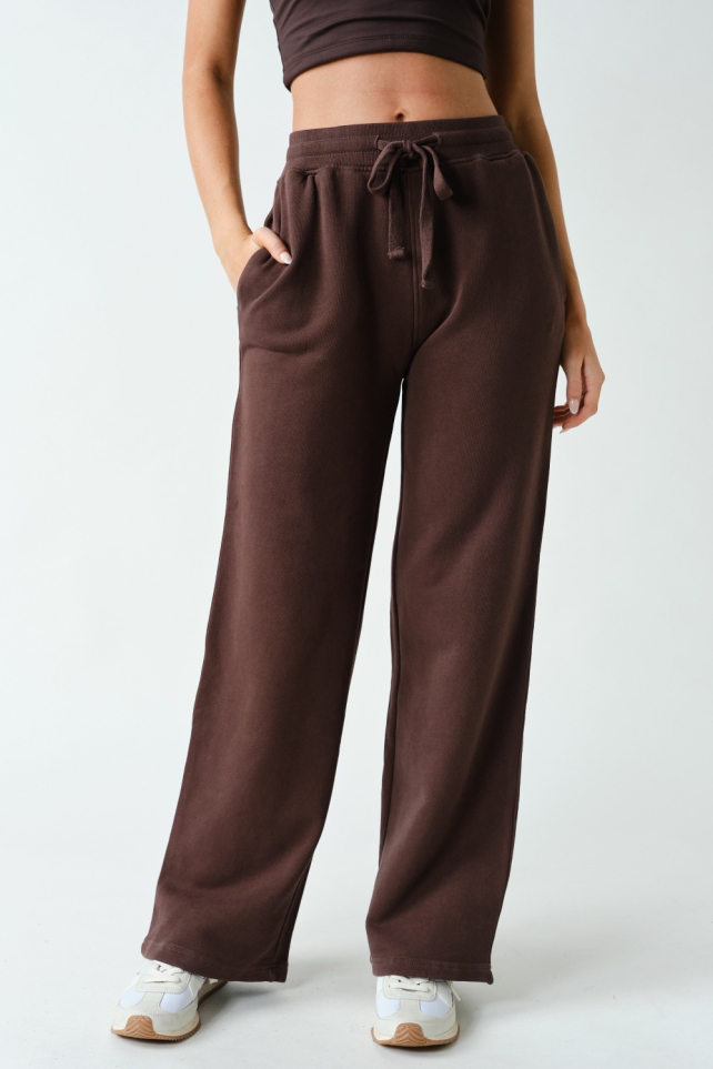 Mineral Wash Luxe Wide-Leg Sweatpants(KP5398)