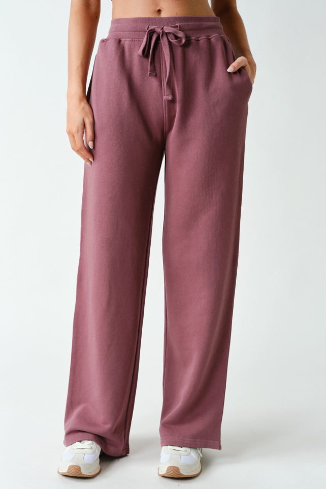Mineral Wash Luxe Wide-Leg Sweatpants(KP5398)