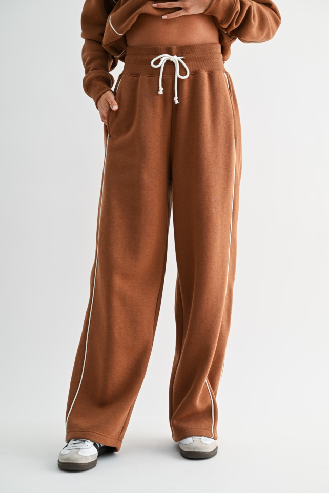 PipedFleece Cotton Blend Lounge Pants(KP5741)