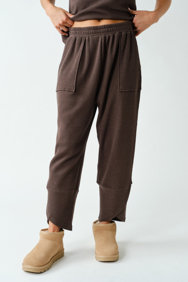 Waffle-Knit Tulip-Cuff Jogger Pants(KP5904)