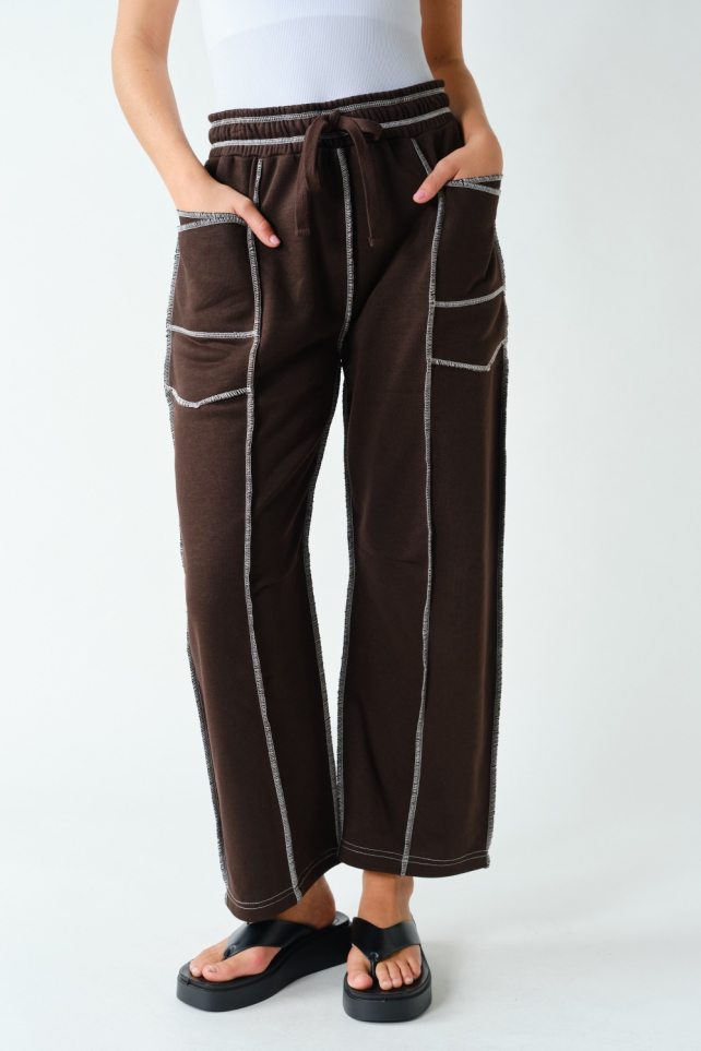 Raw Edge Seam Utility Sweatpants(KP5956)