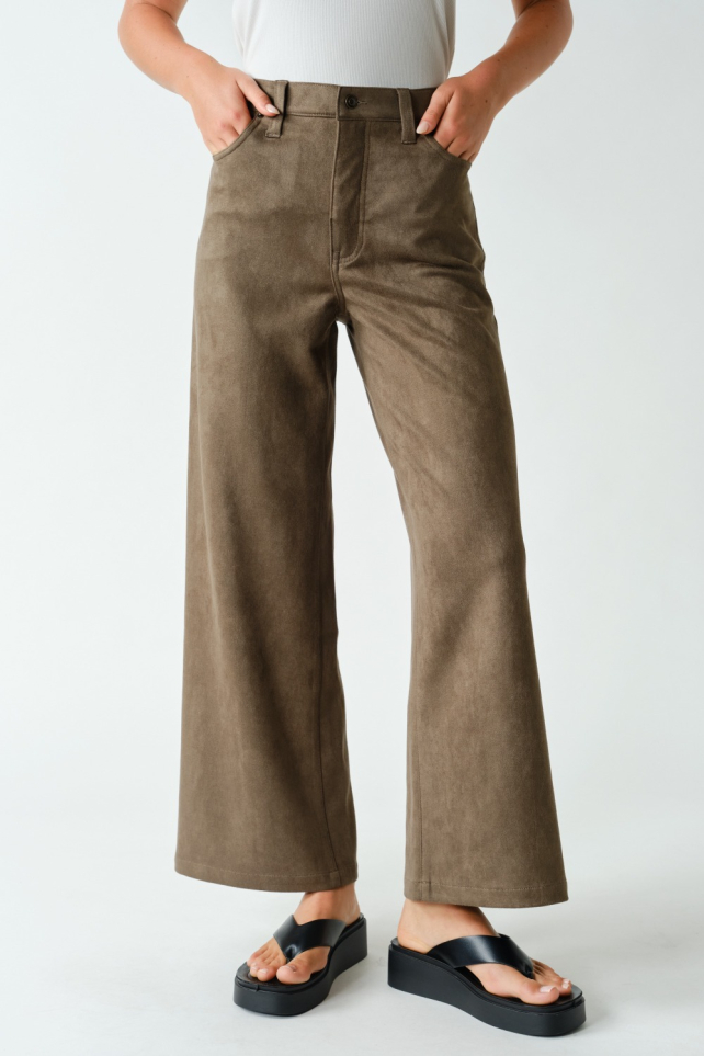 Astor Suede-Finish Wide-Leg Pants (KP6077)