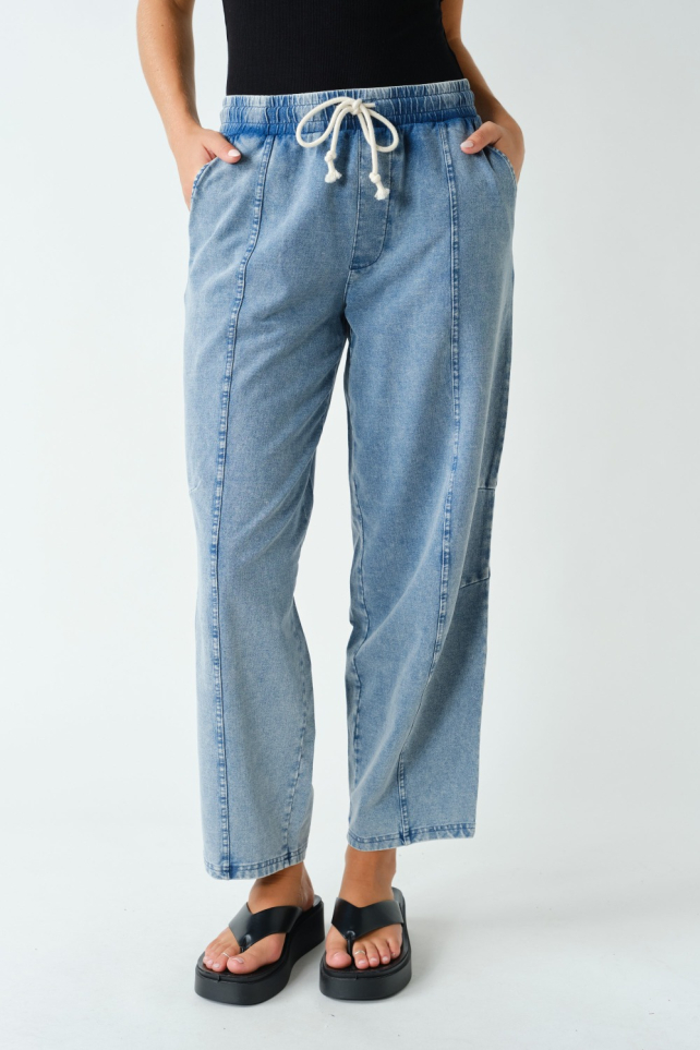 Mineral Wash Easy-Fit Drawstring Pants(KP6109)
