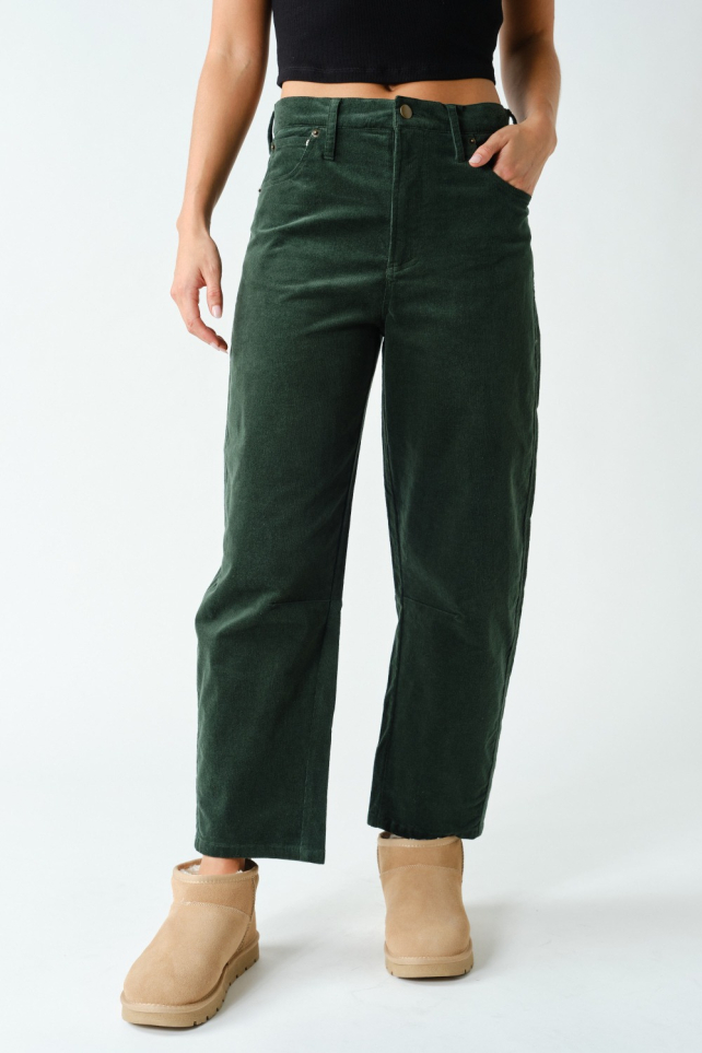 Corduroy Barrel-Leg Pants(KP6136)