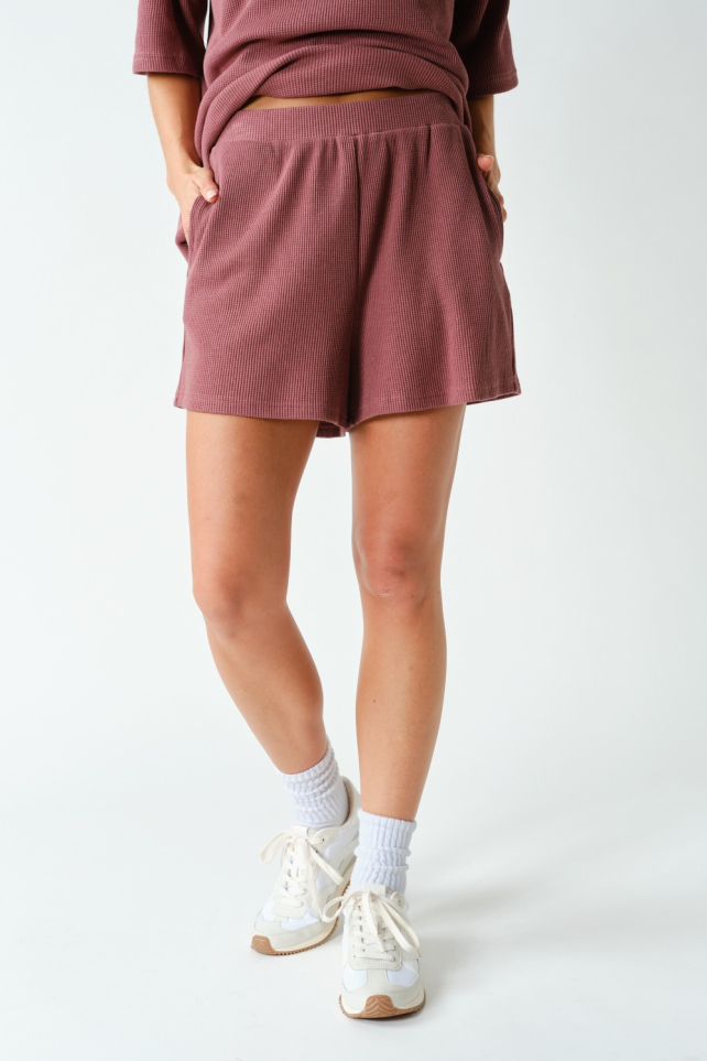 Waffle-Knit Lounge Shorts With Pockets(KP6165)