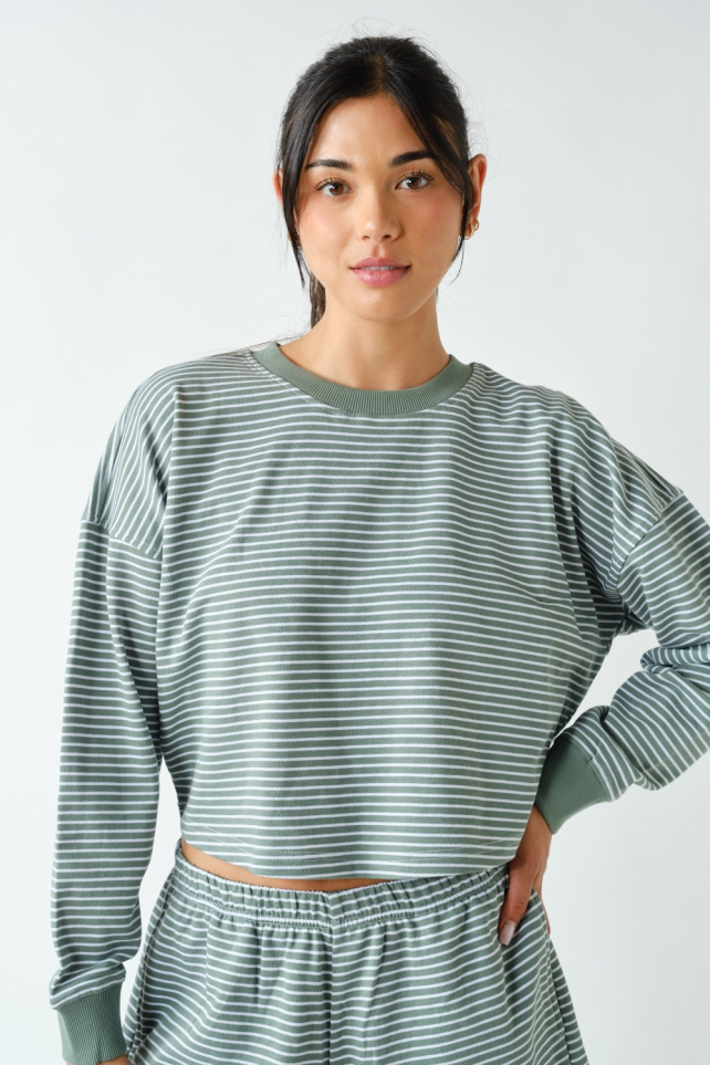 Boardwalk Stripe Crewneck Set(KSET5878)