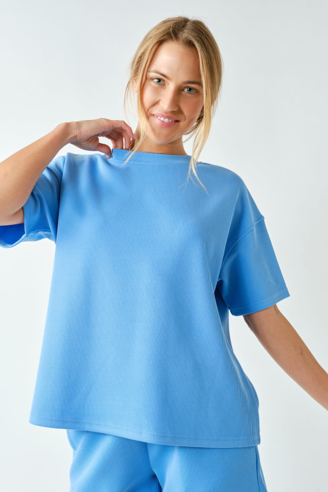 Luxe Sand Wash Rib Tee Set(KSET5898)
